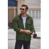 COOFANDY Men’s Polar Fleece Shacket Long Sleeve Casual Button Down Shirt Jacket with Pockets(Dark Green)