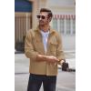 COOFANDY Men’s Polar Fleece Shacket Long Sleeve Casual Button Down Shirt Jacket with Pockets(Khaki)