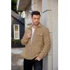 COOFANDY Men’s Polar Fleece Shacket Long Sleeve Casual Button Down Shirt Jacket with Pockets(Khaki)