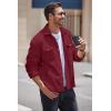 COOFANDY Men’s Polar Fleece Shacket Long Sleeve Casual Button Down Shirt Jacket with Pockets(Wine Red)