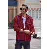 COOFANDY Men’s Polar Fleece Shacket Long Sleeve Casual Button Down Shirt Jacket with Pockets(Wine Red)