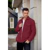 COOFANDY Men’s Polar Fleece Shacket Long Sleeve Casual Button Down Shirt Jacket with Pockets(Wine Red)