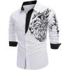 COOFANDY Men’s Print Button Down Dress Shirt Fashion Long Sleeve Casual Shirts(02-white (Tiger))