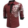 COOFANDY Men’s Print Button Down Dress Shirt Fashion Long Sleeve Casual Shirts(03-red (Tiger))