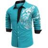 COOFANDY Men’s Print Button Down Dress Shirt Fashion Long Sleeve Casual Shirts(Aqua Blue(tiger))