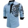 COOFANDY Men’s Print Button Down Dress Shirt Fashion Long Sleeve Casual Shirts(Blue (Tiger))