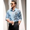 COOFANDY Men’s Print Button Down Dress Shirt Fashion Long Sleeve Casual Shirts(Clear Blue)