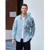 COOFANDY Men’s Print Button Down Dress Shirt Fashion Long Sleeve Casual Shirts(Clear Blue)