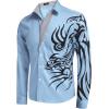COOFANDY Men’s Print Button Down Dress Shirt Fashion Long Sleeve Casual Shirts(Clear Blue)