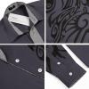 COOFANDY Men’s Print Button Down Dress Shirt Fashion Long Sleeve Casual Shirts(Dark Grey)