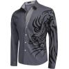 COOFANDY Men’s Print Button Down Dress Shirt Fashion Long Sleeve Casual Shirts(Dark Grey)