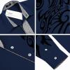COOFANDY Men’s Print Button Down Dress Shirt Fashion Long Sleeve Casual Shirts(Navy Blue)