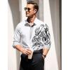 COOFANDY Men’s Print Button Down Dress Shirt Fashion Long Sleeve Casual Shirts(White)