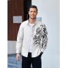 COOFANDY Men’s Print Button Down Dress Shirt Fashion Long Sleeve Casual Shirts(White)