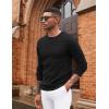 COOFANDY Mens Pullover Sweater Waffle Knit Crewneck Long Sleeve Dress Sweater(Black)