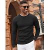 COOFANDY Mens Pullover Sweater Waffle Knit Crewneck Long Sleeve Dress Sweater(Black)