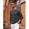 COOFANDY Mens Pullover Sweater Waffle Knit Crewneck Long Sleeve Dress Sweater(Dark Grey)