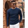 COOFANDY Mens Pullover Sweater Waffle Knit Crewneck Long Sleeve Dress Sweater(Dark Navy)