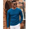 COOFANDY Mens Pullover Sweater Waffle Knit Crewneck Long Sleeve Dress Sweater(Deep Blue)
