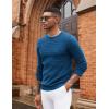 COOFANDY Mens Pullover Sweater Waffle Knit Crewneck Long Sleeve Dress Sweater(Deep Blue)