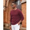 COOFANDY Mens Pullover Sweater Waffle Knit Crewneck Long Sleeve Dress Sweater(Deep Red)