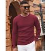 COOFANDY Mens Pullover Sweater Waffle Knit Crewneck Long Sleeve Dress Sweater(Deep Red)