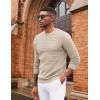 COOFANDY Mens Pullover Sweater Waffle Knit Crewneck Long Sleeve Dress Sweater(Khaki)