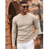 COOFANDY Mens Pullover Sweater Waffle Knit Crewneck Long Sleeve Dress Sweater(Khaki)