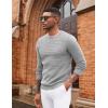 COOFANDY Mens Pullover Sweater Waffle Knit Crewneck Long Sleeve Dress Sweater(Light Grey)