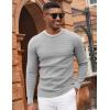 COOFANDY Mens Pullover Sweater Waffle Knit Crewneck Long Sleeve Dress Sweater(Light Grey)