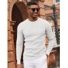 COOFANDY Mens Pullover Sweater Waffle Knit Crewneck Long Sleeve Dress Sweater(White)