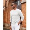 COOFANDY Mens Pullover Sweater Waffle Knit Crewneck Long Sleeve Dress Sweater(White)