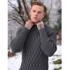 COOFANDY Mens Pullover Sweaters Fashion Diamond Knit Sweater Stylish Knitwear Lightweight Jumper(Dark Grey)