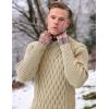 COOFANDY Mens Pullover Sweaters Fashion Diamond Knit Sweater Stylish Knitwear Lightweight Jumper(Khaki)