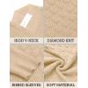 COOFANDY Mens Pullover Sweaters Fashion Diamond Knit Sweater Stylish Knitwear Lightweight Jumper(Light Khaki)