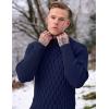 COOFANDY Mens Pullover Sweaters Fashion Diamond Knit Sweater Stylish Knitwear Lightweight Jumper(Navy Blue)