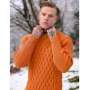 COOFANDY Mens Pullover Sweaters Fashion Diamond Knit Sweater Stylish Knitwear Lightweight Jumper(Orange)