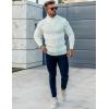 COOFANDY Mens Pullover Sweaters Fashion Diamond Knit Sweater Stylish Knitwear Lightweight Jumper(White)