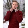 COOFANDY Mens Pullover Sweaters Fashion Diamond Knit Sweater Stylish Knitwear Lightweight Jumper(Wine Red)