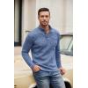 COOFANDY Men’s Quarter Button Henley Sweater Casual Knitted Sweatshirt Mock Neck Thermal Fleece Pullover Sweater with Pocket(Blue and Black)