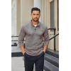 COOFANDY Men’s Quarter Button Henley Sweater Casual Knitted Sweatshirt Mock Neck Thermal Fleece Pullover Sweater with Pocket(Coffee and White)