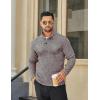 COOFANDY Men’s Quarter Button Henley Sweater Casual Knitted Sweatshirt Mock Neck Thermal Fleece Pullover Sweater with Pocket(Coffee and White)