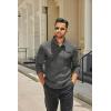 COOFANDY Men’s Quarter Button Henley Sweater Casual Knitted Sweatshirt Mock Neck Thermal Fleece Pullover Sweater with Pocket(Dark Grey)
