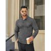 COOFANDY Men’s Quarter Button Henley Sweater Casual Knitted Sweatshirt Mock Neck Thermal Fleece Pullover Sweater with Pocket(Dark Grey)