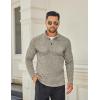 COOFANDY Men’s Quarter Button Henley Sweater Casual Knitted Sweatshirt Mock Neck Thermal Fleece Pullover Sweater with Pocket(Khaki)