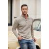 COOFANDY Men’s Quarter Button Henley Sweater Casual Knitted Sweatshirt Mock Neck Thermal Fleece Pullover Sweater with Pocket(Light Khaki)