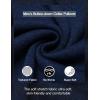COOFANDY Men’s Quarter Button Henley Sweater Casual Knitted Sweatshirt Mock Neck Thermal Fleece Pullover Sweater with Pocket(Navy Blue)