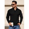 COOFANDY Mens Quarter Button Sweater Long Sleeve Stand Collar Sweaters Casual Knitted Ribbed Dress Pullover(A-black)