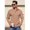 COOFANDY Mens Quarter Button Sweater Long Sleeve Stand Collar Sweaters Casual Knitted Ribbed Dress Pullover(Apricot)