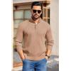 COOFANDY Mens Quarter Button Sweater Long Sleeve Stand Collar Sweaters Casual Knitted Ribbed Dress Pullover(Apricot)
